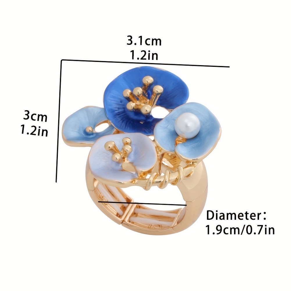 Enamel Flower Ring Spring Summer Jewelry Gift